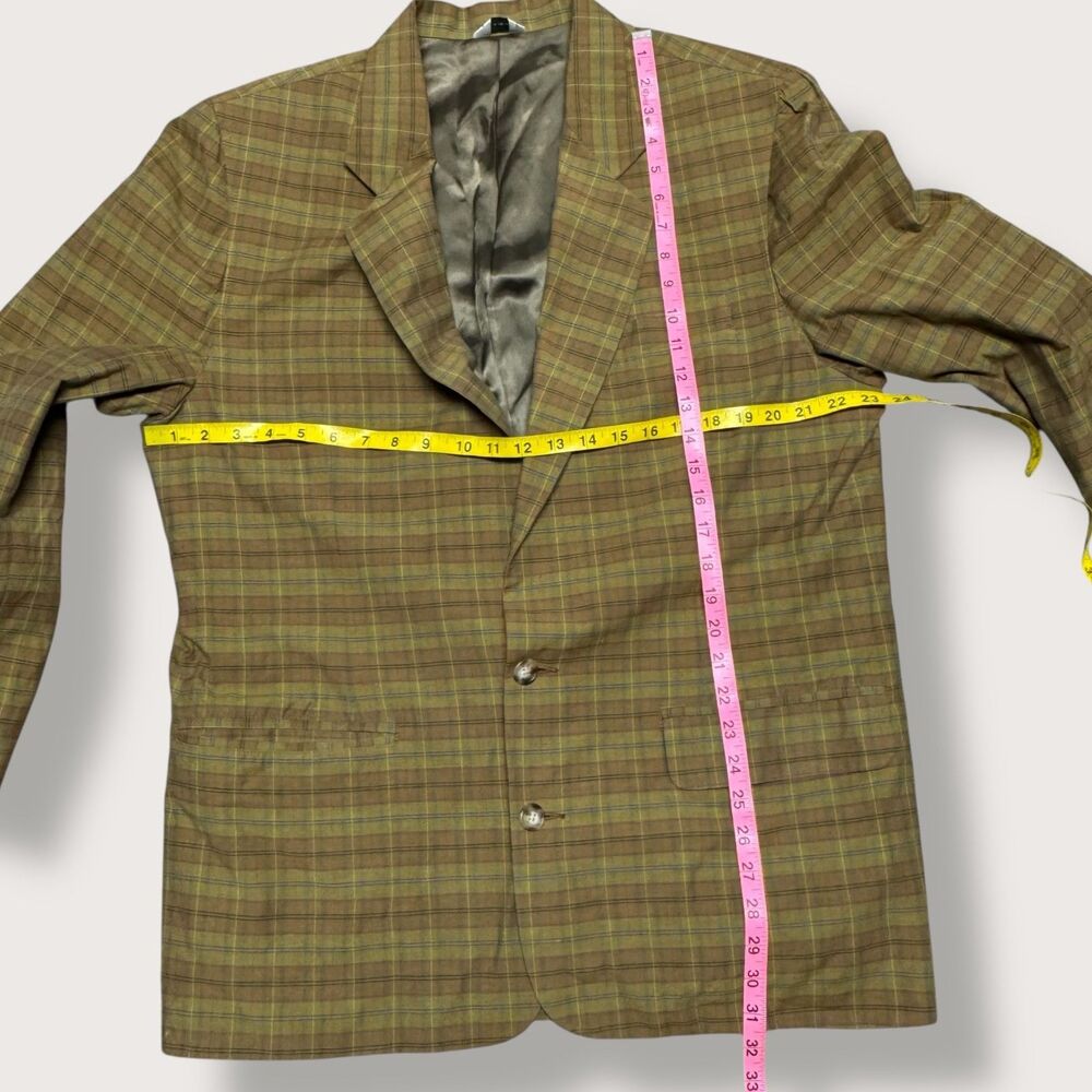 Vtg 90s Banana Republic Travel Mens Blazer Jacket Plaid Check L Cotton Hong Kong - Picture 4 of 8
